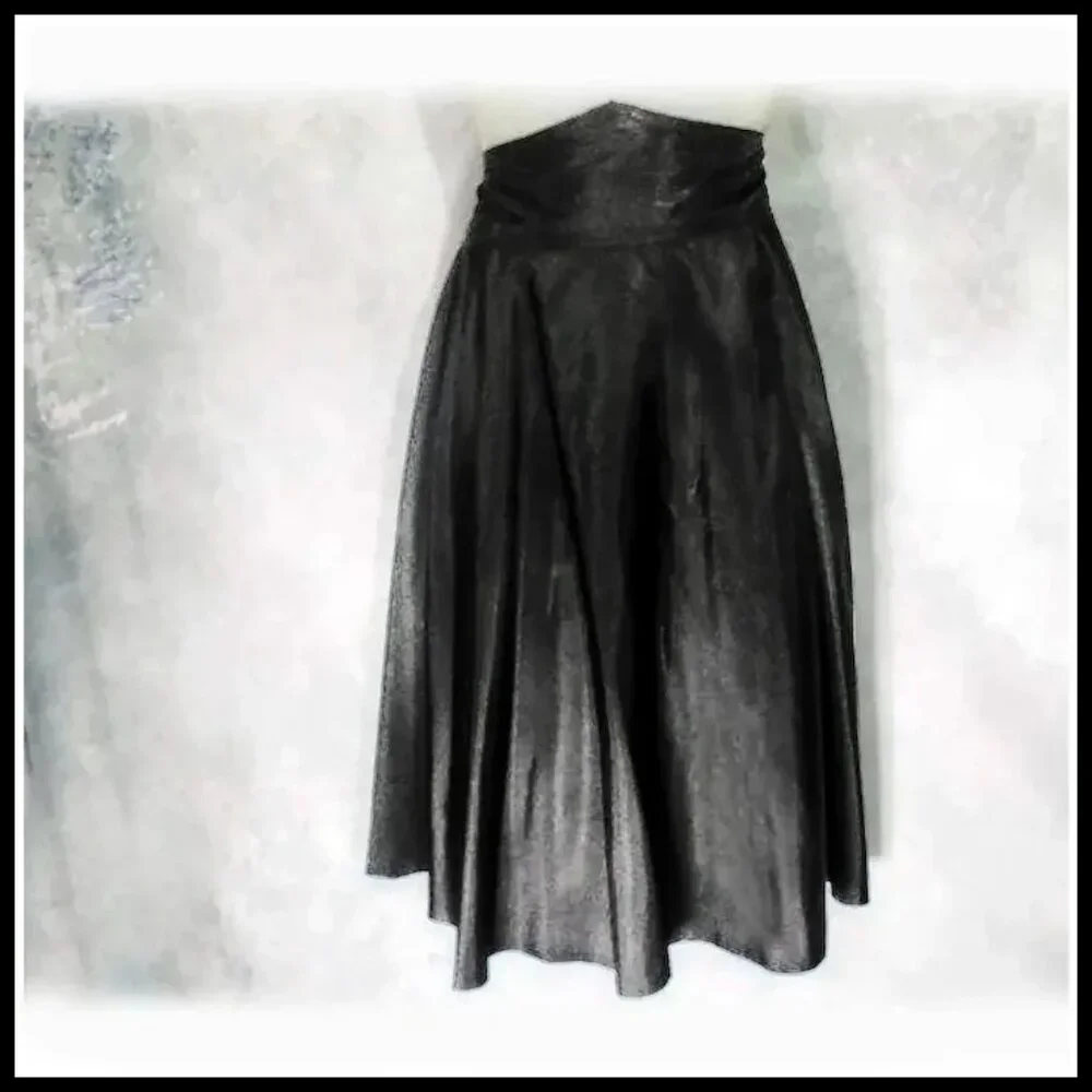 Vintage Black Taffeta Skirt Fit & Flare, High Wide Waist for Swing Dancing - 40s - Picture 2 of 14